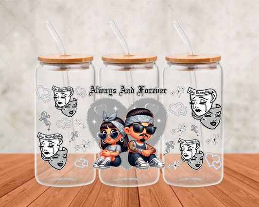 gray heart always and forever   UV-DTF adhesive cup wrap