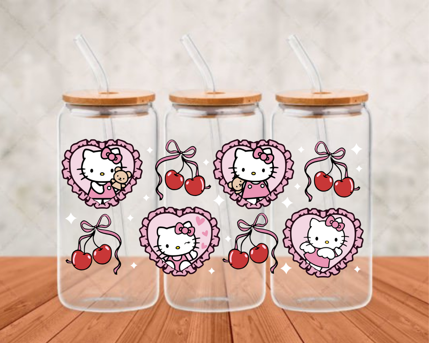 Hello Kitty Lace Heart UV-DTF (adhesive cup wrap)