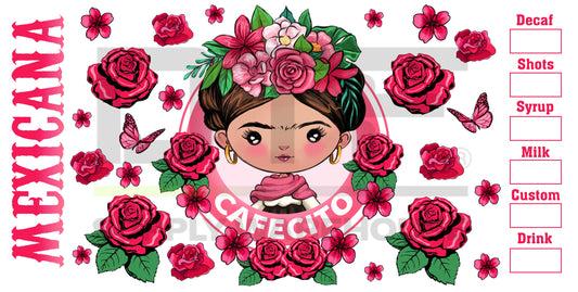 Frida x Roses UV-DTF (adhesive cup wrap)